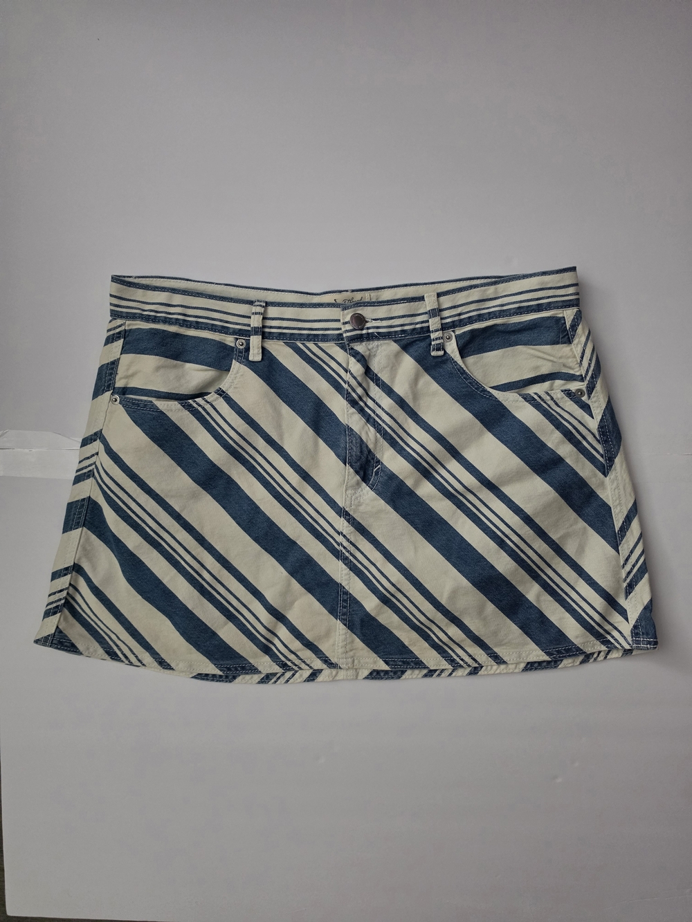 Universal Thread Blue & White Striped Mini Skirt